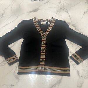 Burberry Black Sweater with Red and Tan Stripes